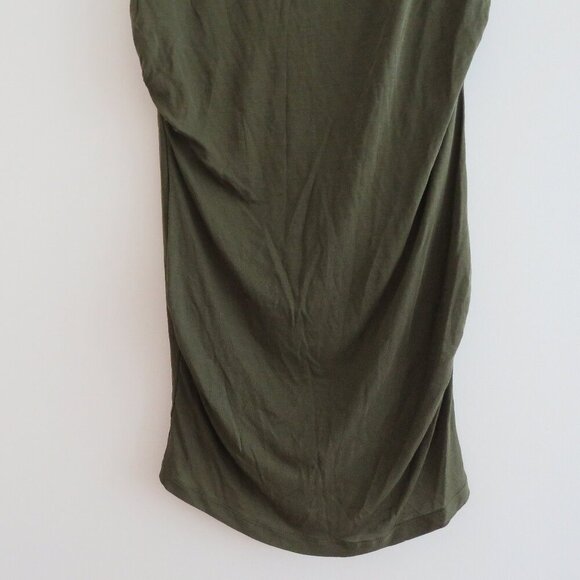 BARBARA BUI 100% Lyocell Draped Ruched Stretch Dress in Khaki Green - Size L - Picture 4 of 13